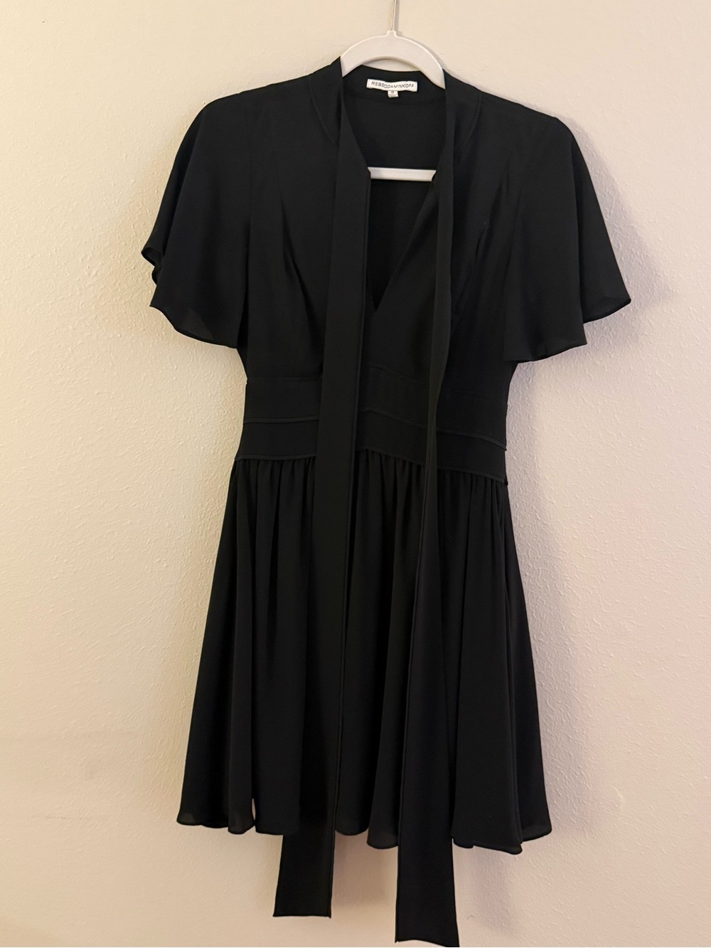 Rebecca Minkoff Black Mini Dress with Tie Neck - Picture 3 of 3